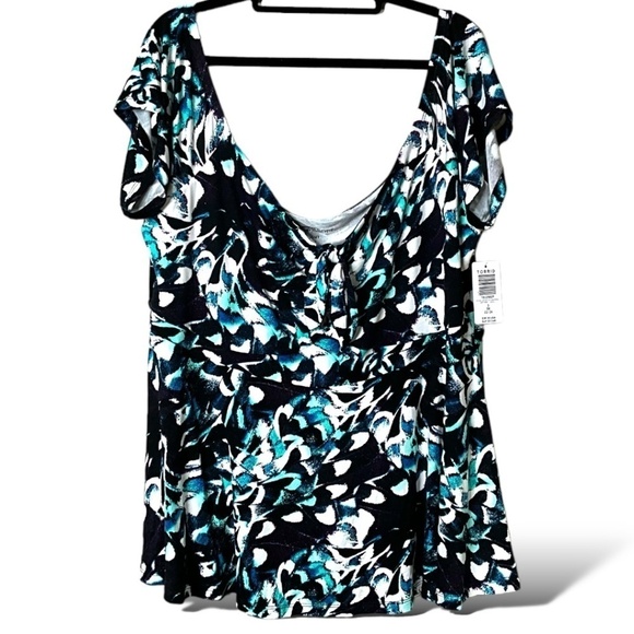 TORRID SuperSoft Blue Floral Off Shoulder Cap Sleeve Top Jersey Knit US Sz 3X - Picture 3 of 10